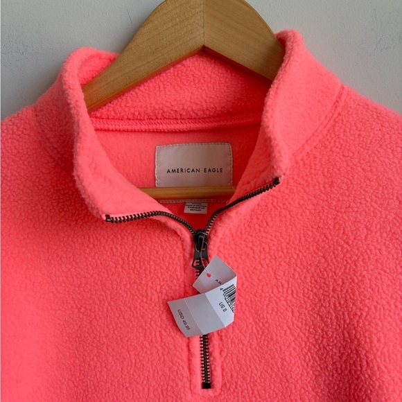 American Eagle Cropped Fleece Sweatshirt 1/4 Zip Small NEW - Picture 1 of 3
